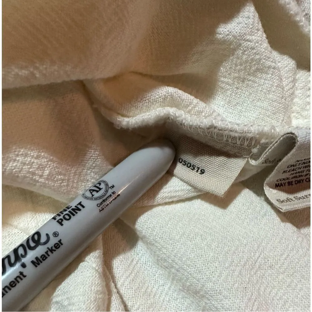 Soft Surroundings Women’s Straight Leg Gauze Pull On Pants Cream sz Small - Image 12