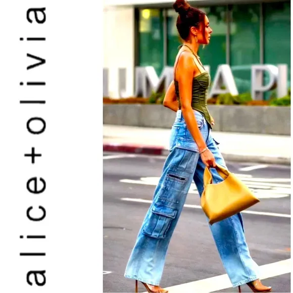 Alice + Olivia Cay wide-leg cargo jeans- size 25 - Image 2