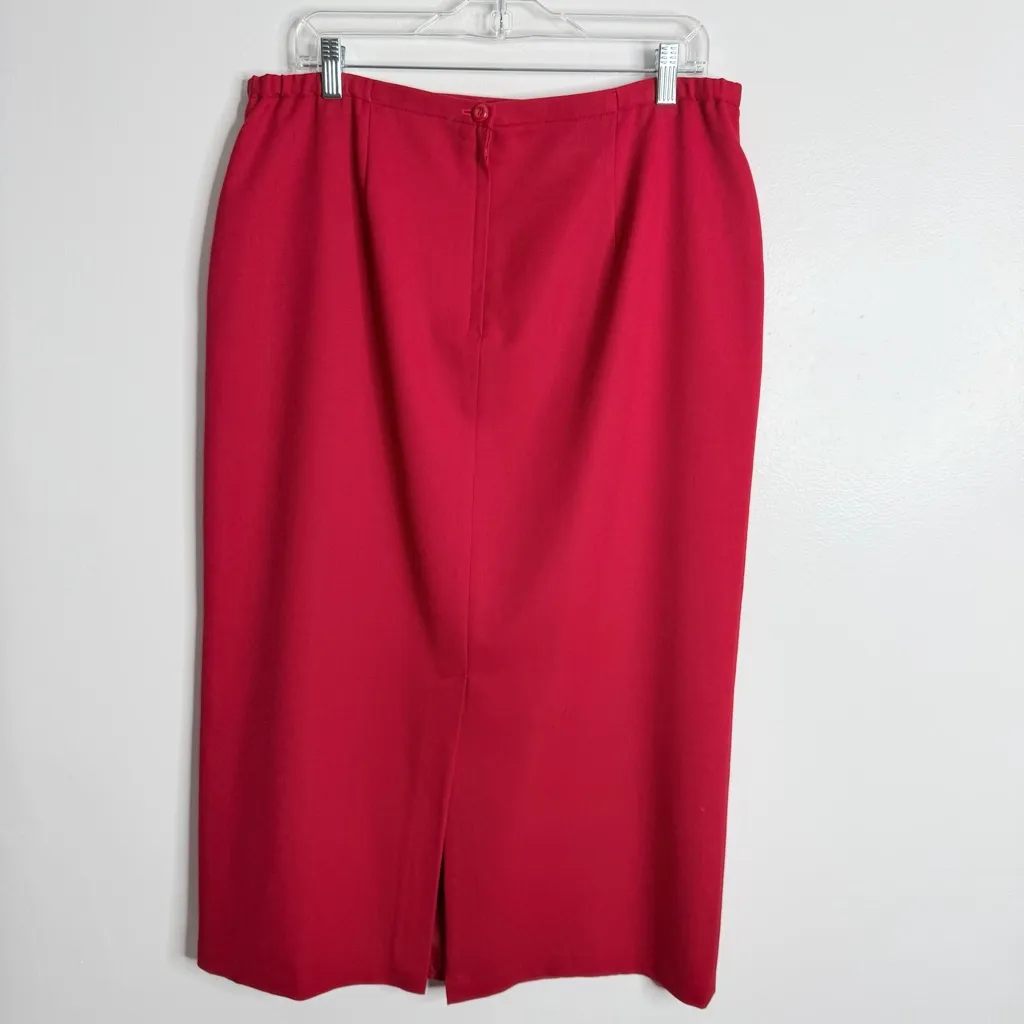 NWOT Sag Harbor Red Midi Skirt 100% Wool Size 16 Dressy Casual Workwear Office - Image 2
