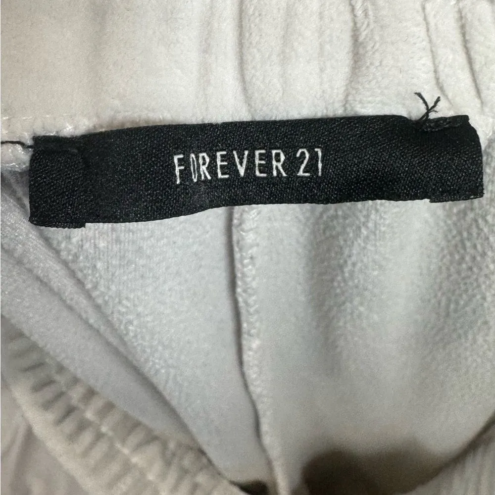 Cream velour high waist drawstring joggers size medium - Image 5