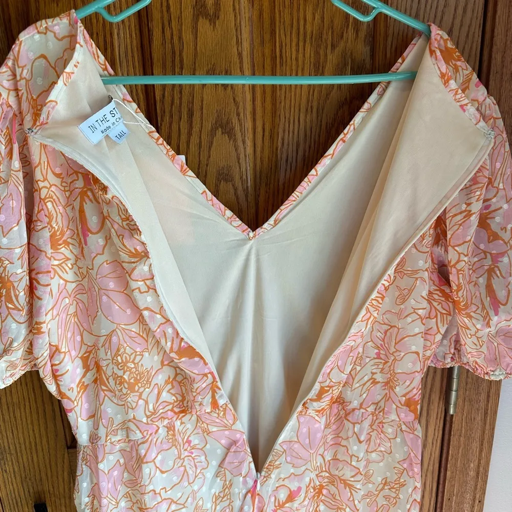 In the Style Mini Dress Floral Vneck Tiered Skirt Size 12 TALL NEW NWT - Image 6