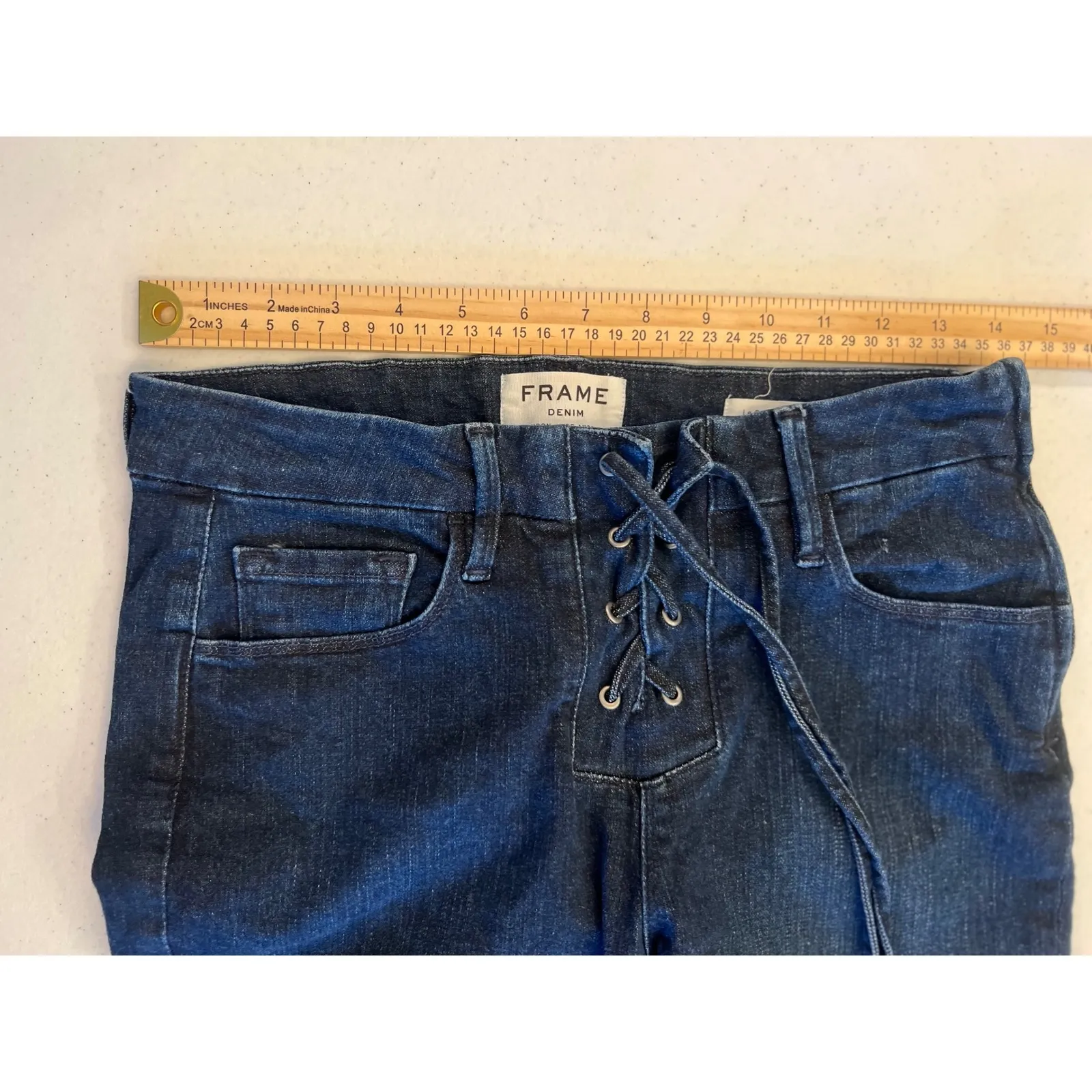 FRAME Denim Le Crop Mini Boot Lace Up Dark Wash‎ Jeans Womens Size 27 Boho Style - Image 6