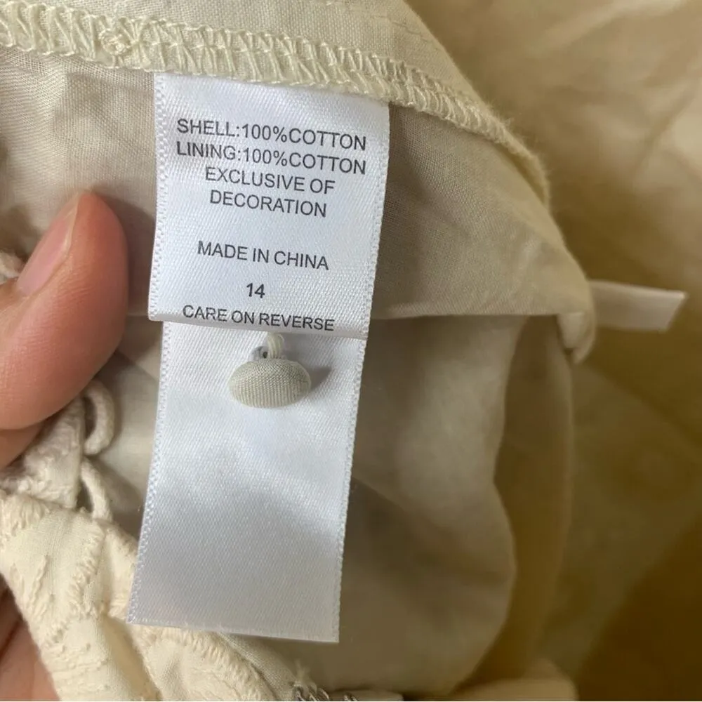 Happy X‎ Nature eyelet cream floral ruffle romper size 14 - Image 8