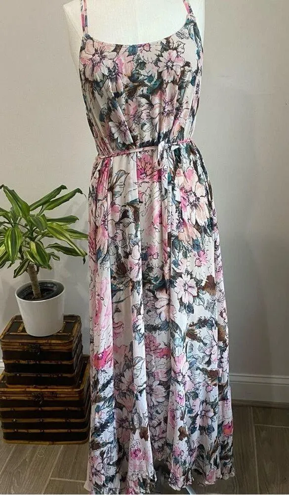 NWT Plenty Tracey Reese Floral Maxi Dress X Anthropologie Flowing Boho Sz L Pink Size L - Image 4