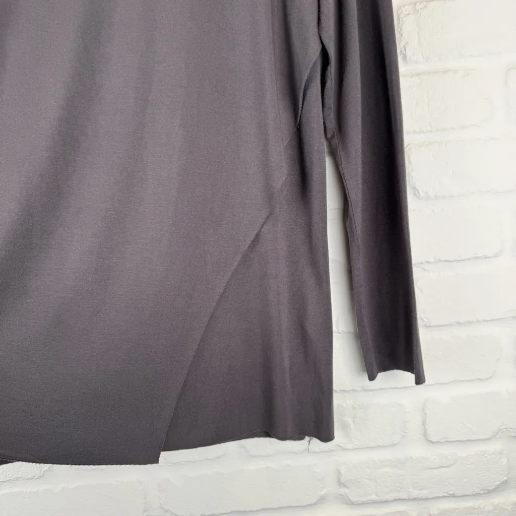 The Frock Dark Taupe Gray Long Sleeve Tunic Top Classic Flowy Large - Image 4