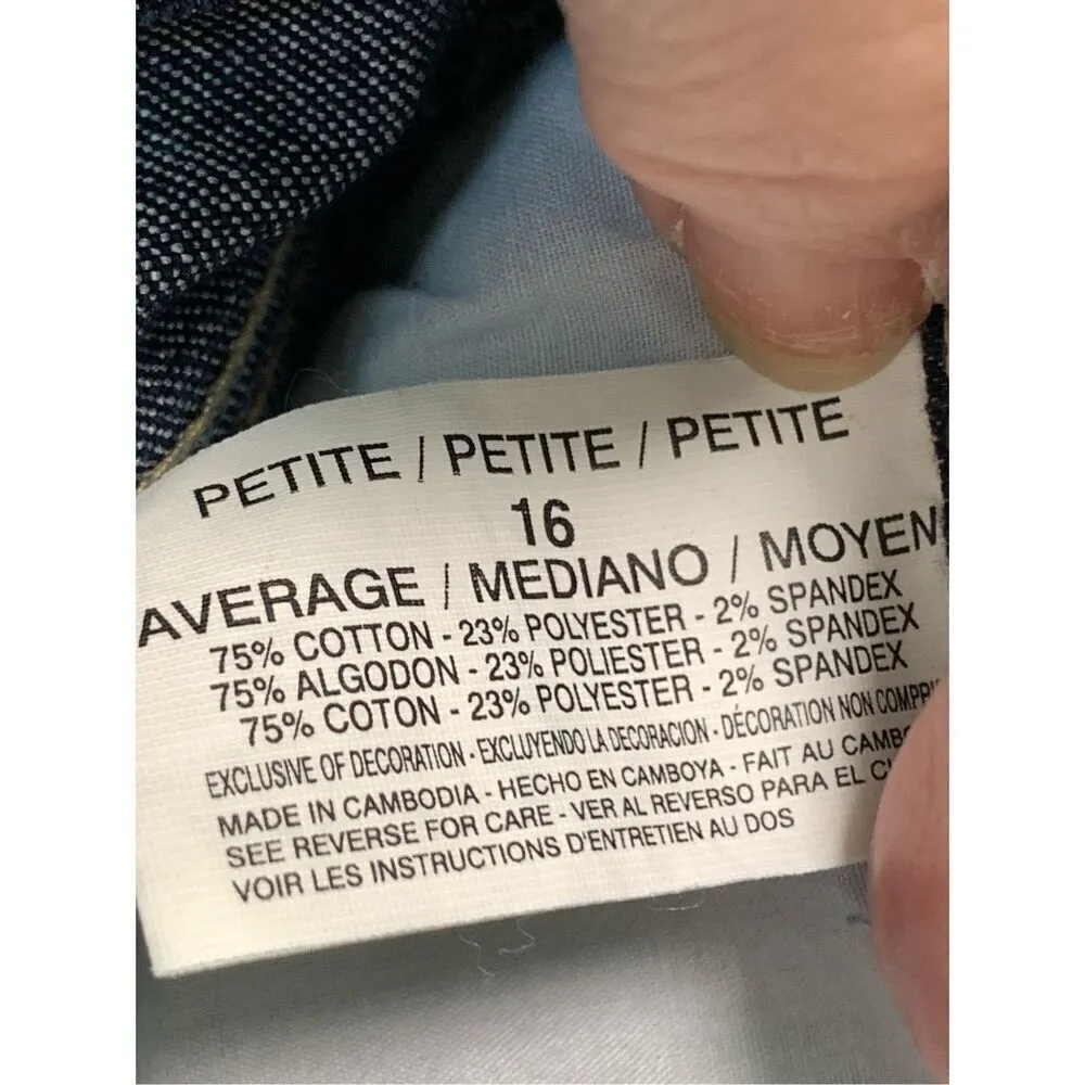 Gloria Vanderbilt Amanda Women's Straight Wide Leg Cotton Stretch Blue Size 16P - Image 8