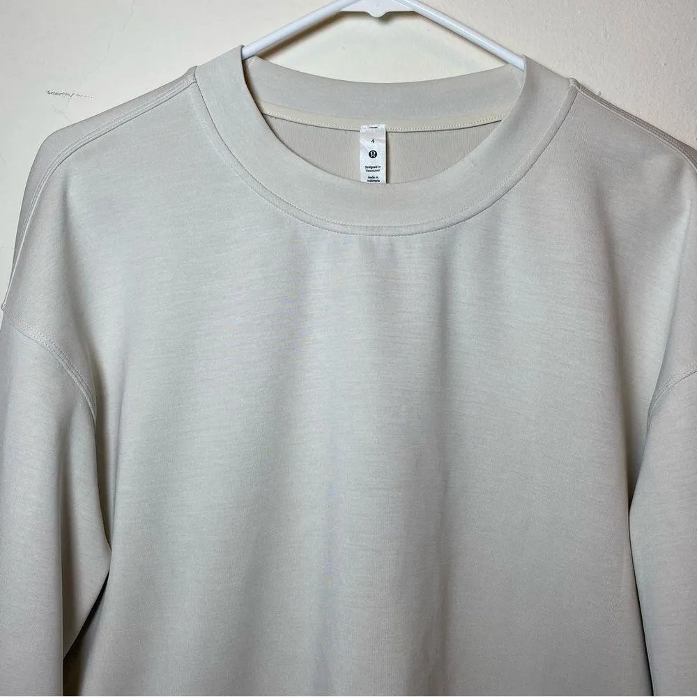 Lululemon Perfectly Oversized Cropped Crewneck Sweater Softstreme White Opal 4 - Image 5