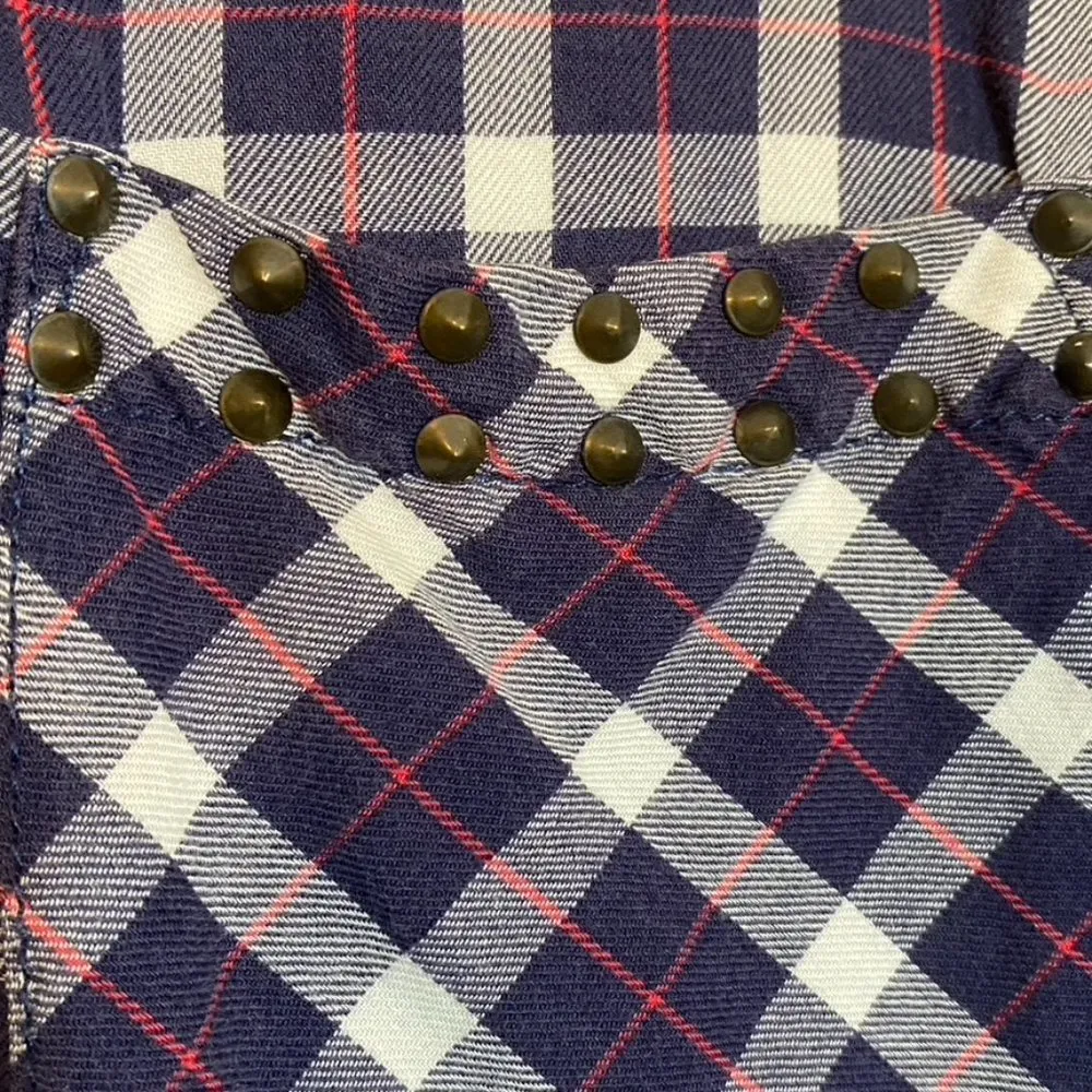 Garage Plaid Button Up Blouse Studded Pocket Detail Size Small - Image 8