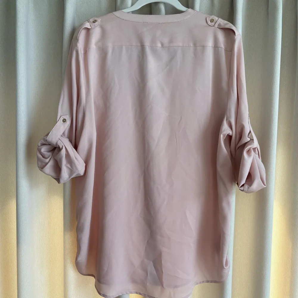 Calvin Klein light pink sheer button up blouse - Image 4
