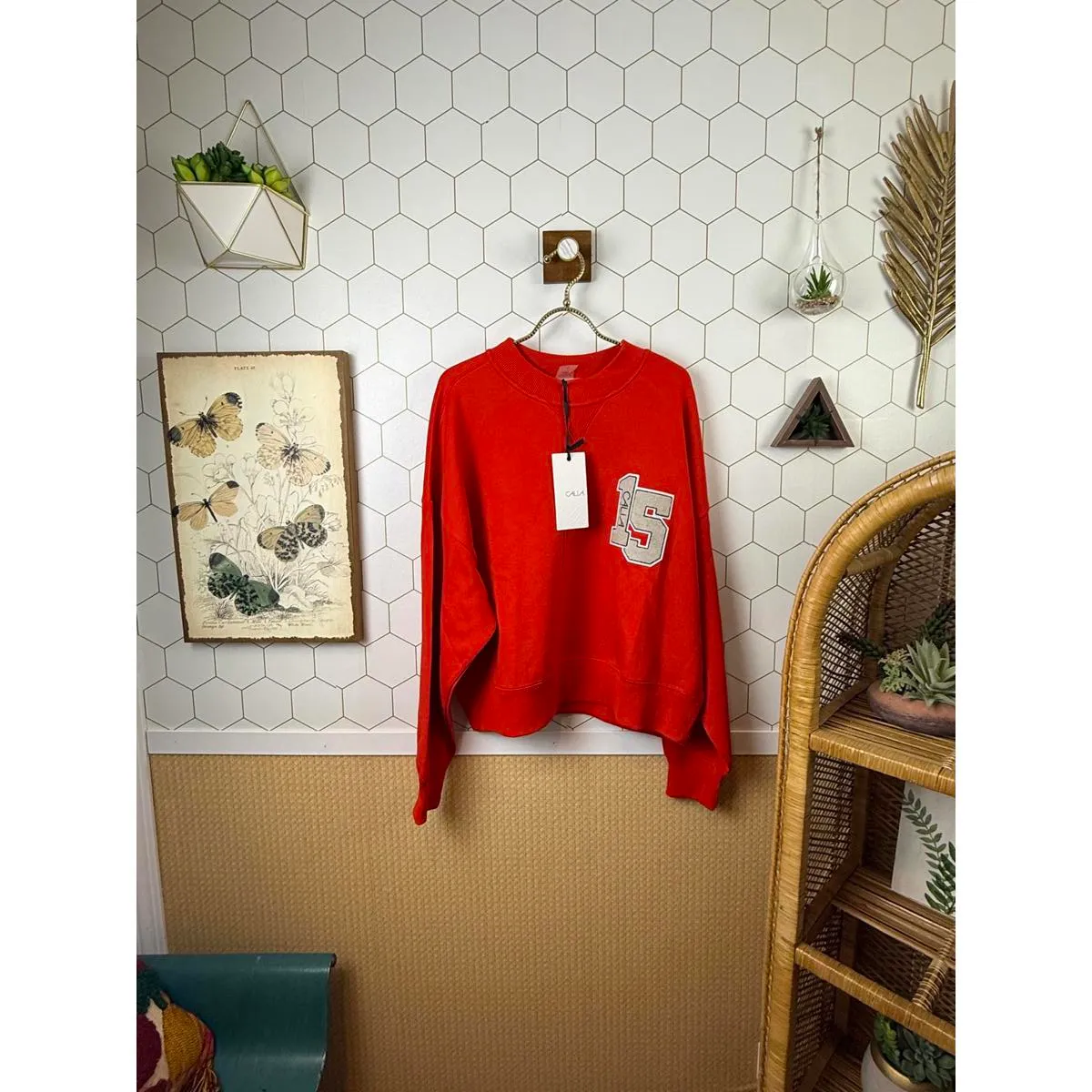 CALIA Red Pique Scuba Logo Crewneck - Image 3