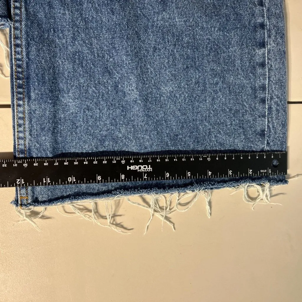 MNG Denim Jeans‎ Womens 14 Blue High Rise Wide Leg Baggy Frayed Hem Cotton Denim - Image 15