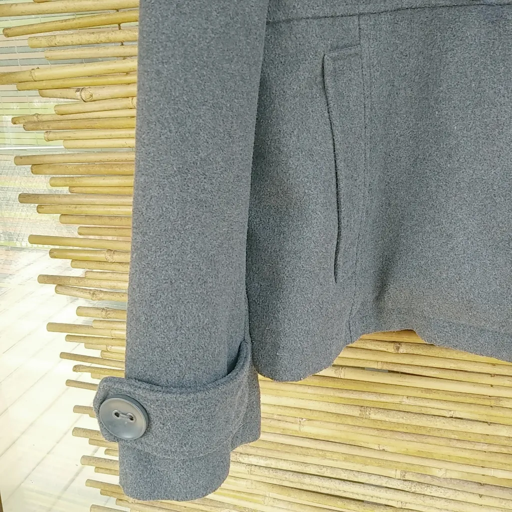 YMI L Hoodie Fur Trim Gray Pea Coat Jacket - Image 3