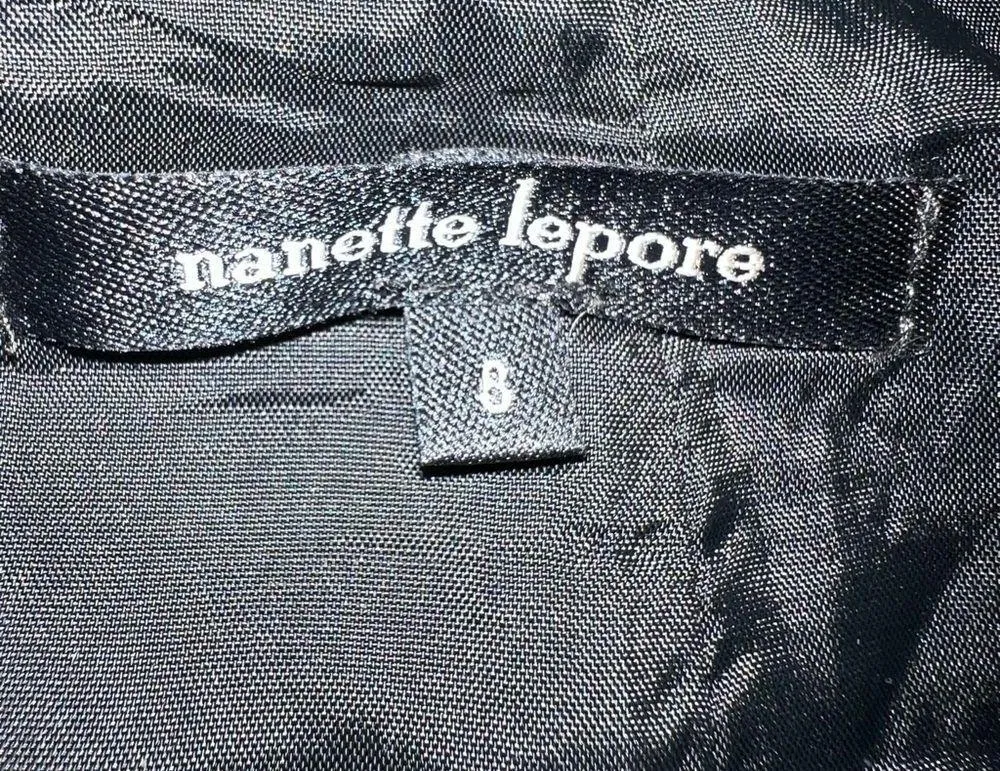 Nanette Lapore Woven Tweed in Horizontal Black/White Pattern Back Kick Pleats-6 - Image 9