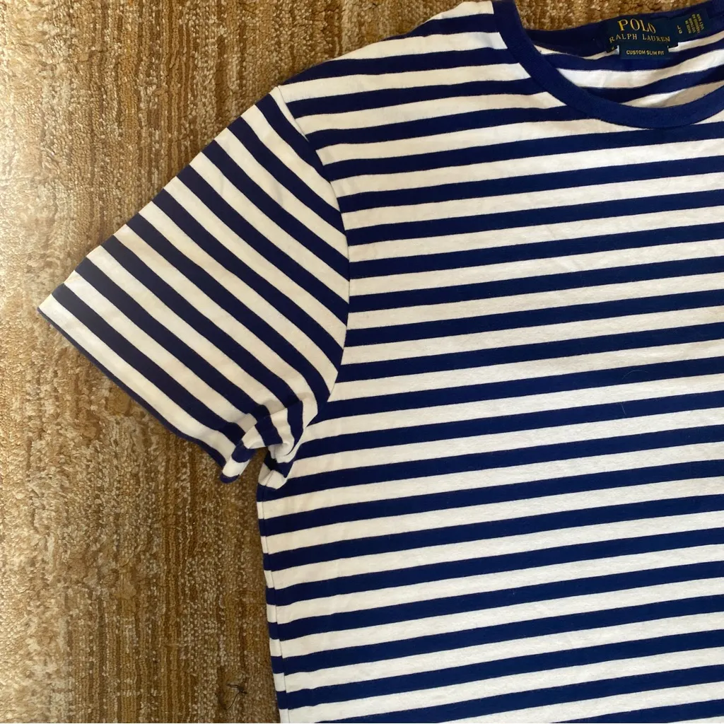 Polo Ralph Lauren Custom Slim Fit Stripe Top in Navy and White L - Image 6