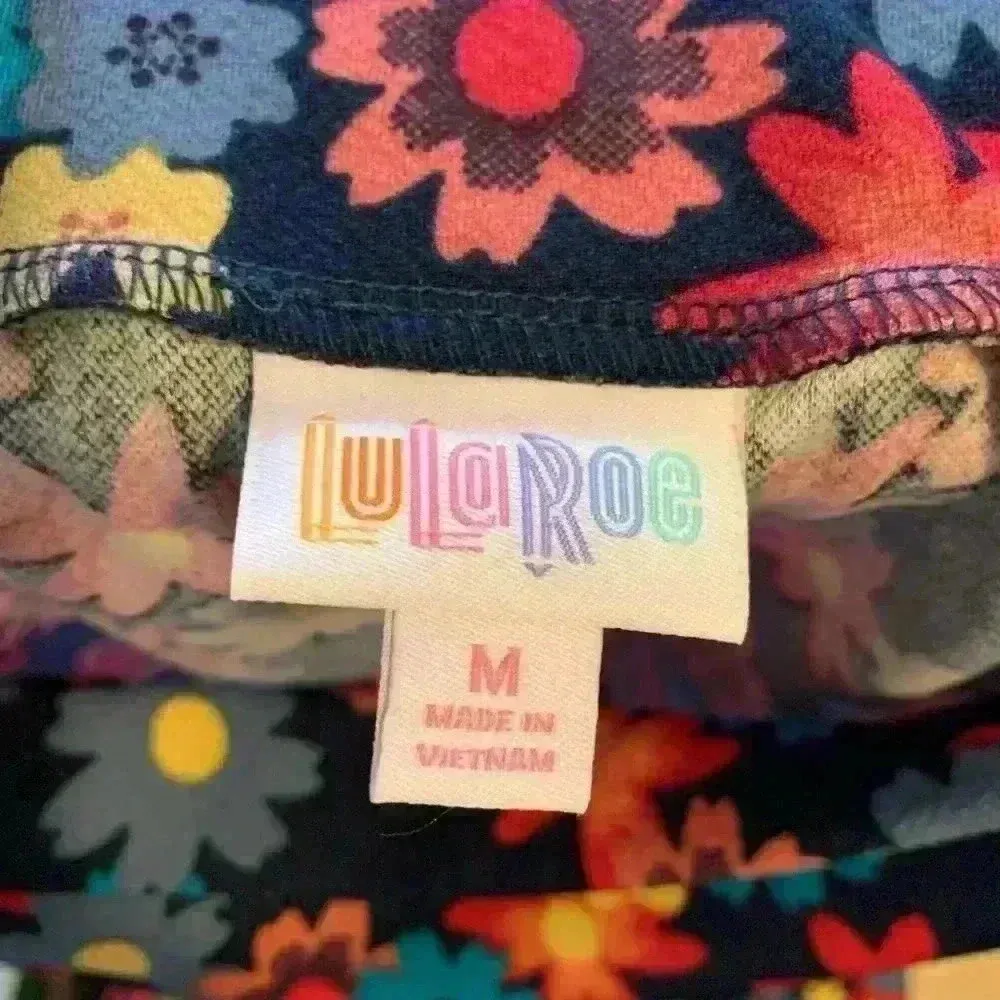 LuLaRoe  Navy/Multi-Colored Flowered Skirt - Image 5