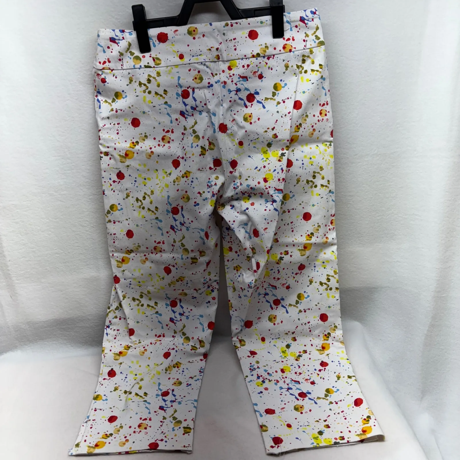 Krazy Larry Women's Size 8 Paint Splatter Pants Nylon Rayon Spandex Super Cute White - Image 5