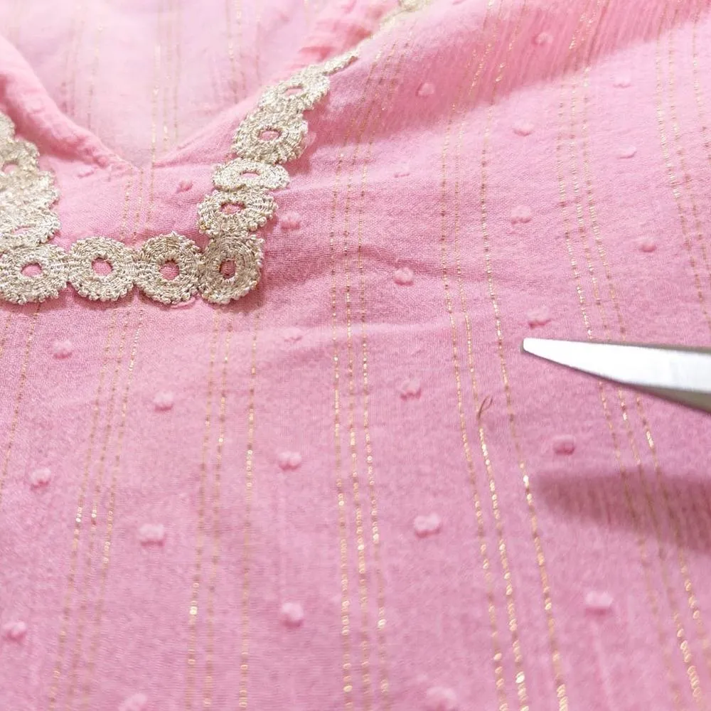 Lilly Pulitzer Textured Metallic Stripe Tunic Dress in Pastel Pink Gold Large - Image 12