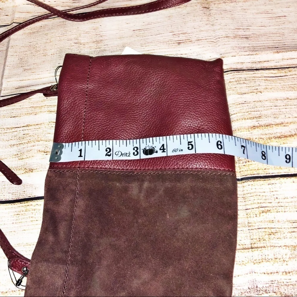 NWT ZARA Gathered Burgundy Crossbody Leather Bag - Image 3