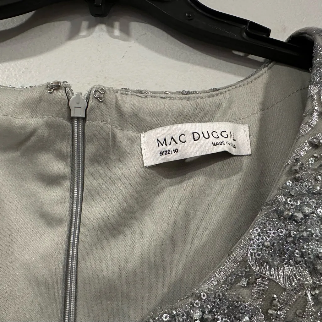 Mac Duggal 20285 Scoop Neck Beaded Lace Dress sz 10 - Image 4