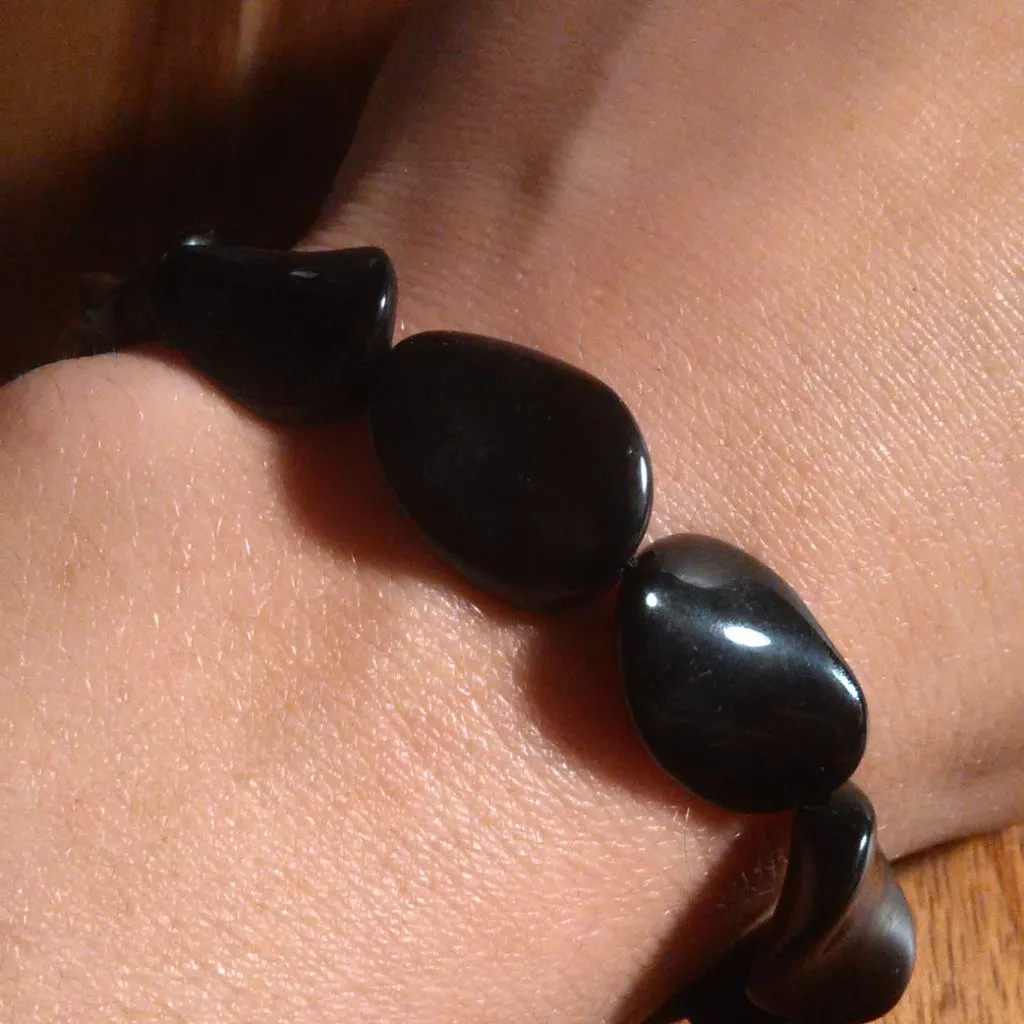 Black Agate Stainless Steel Wave Bracelet - Image 11