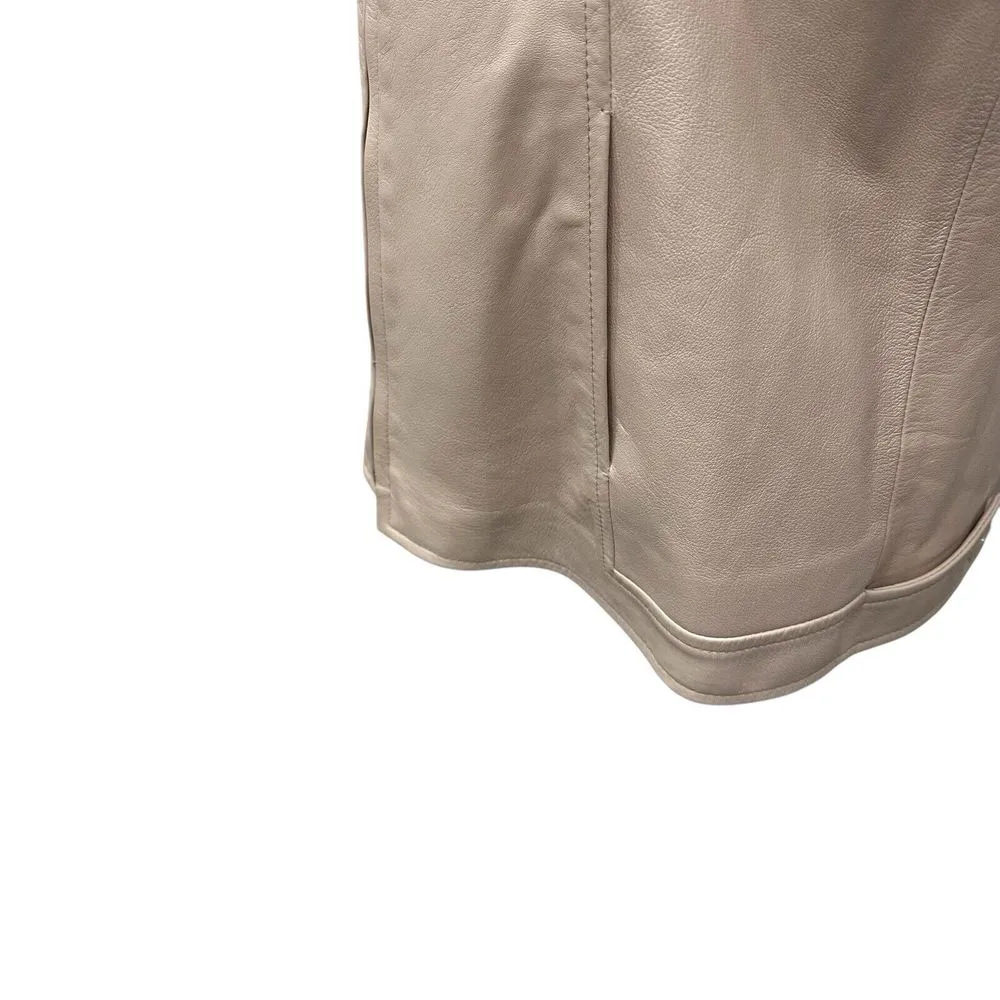 CERRUTI 1881 Women Leather Jacket Size 6 Beige Soft Leather Jacket Vintage Tan - Image 9