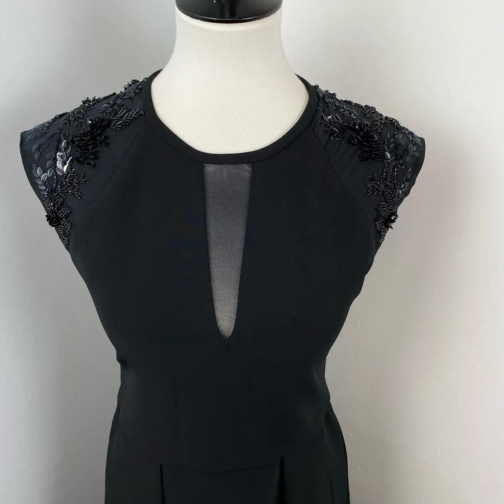 NEW Parker Black Cocktail Beaded & Sequin Fit & Flare Dress Size 6 Classic - Image 2