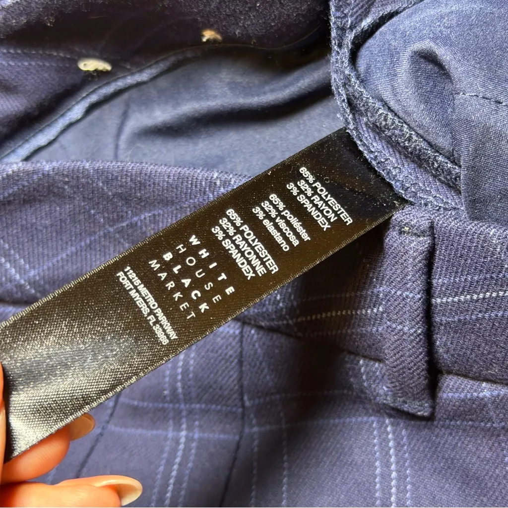 NWOT White House Black Market Blue Plaid Pants The Slim Ankle Size 2 - Image 4