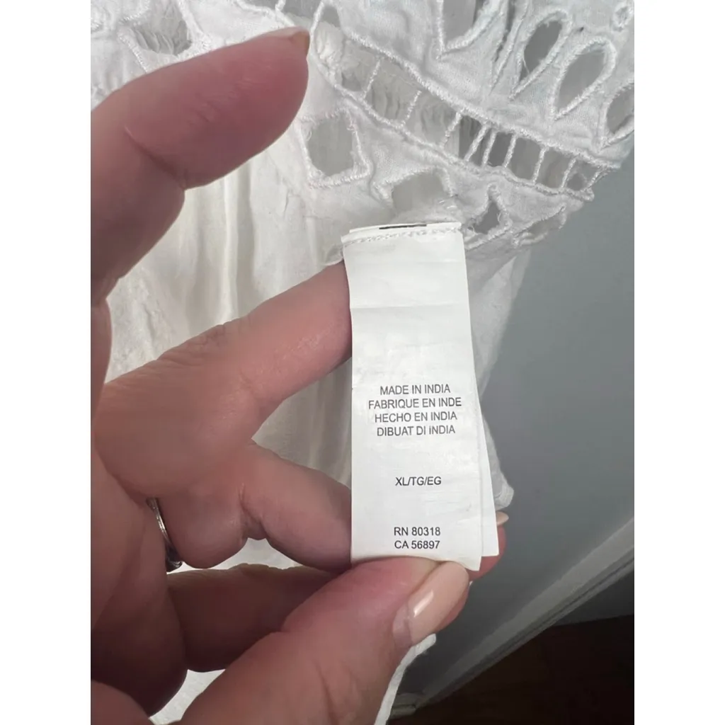 Women's Lucky Brand Eyelet Maxi Dress White Size XL - Image 6