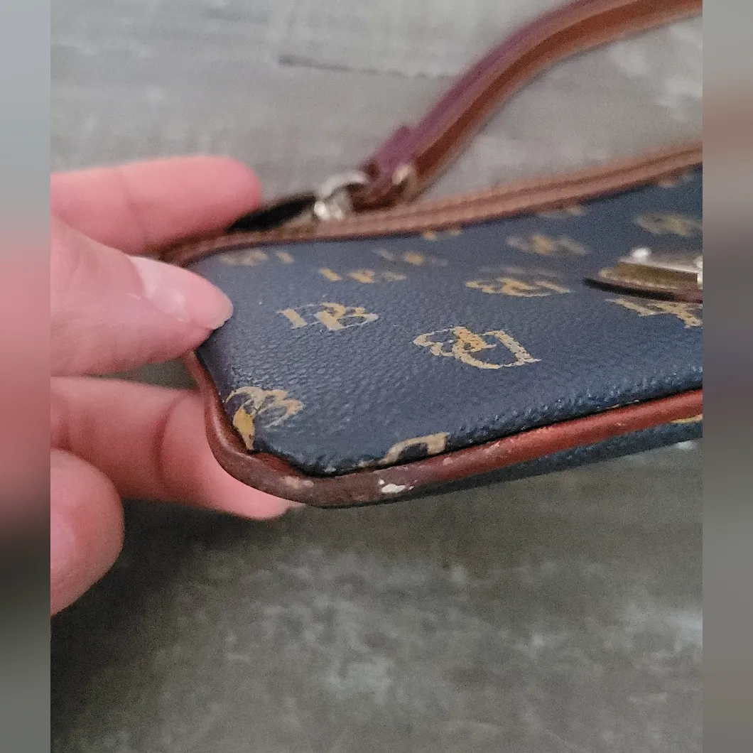 Dooney & Bourke Navy and Brown Wristlet - Image 15