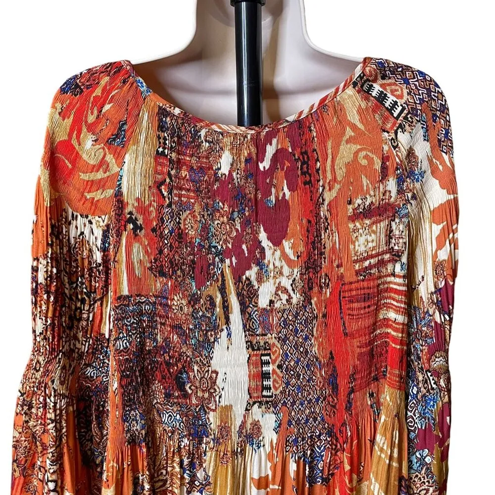 Avenue Womens Keyhole Blouse Smock Bodice Boho Peasant Sleeves Plus Size 26 c Black - Image 9