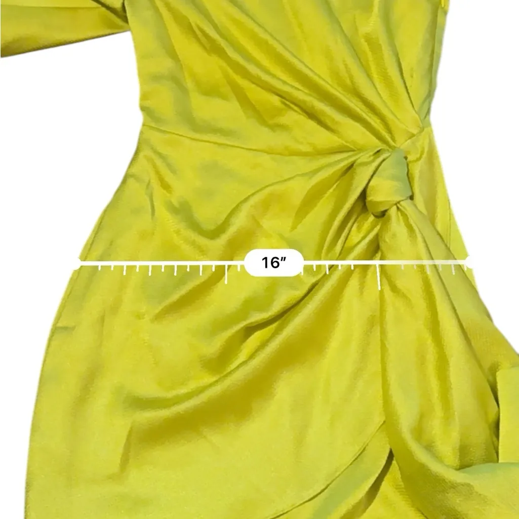 Solace London Marcie One Shoulder Draped Knot Mini Dress in Bright‎ Yellow Sz 2 - Image 11