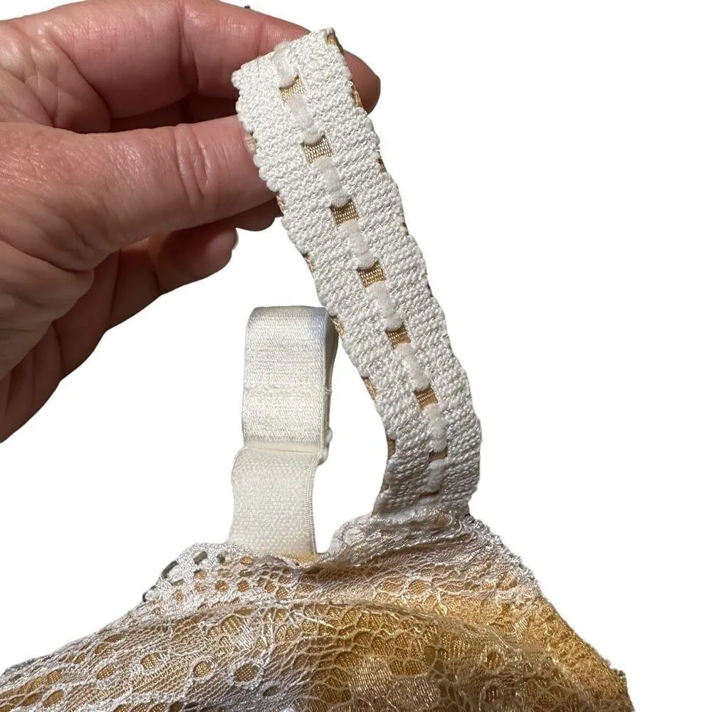 Classique Beige White Lace Bra Size 36C Tan - Image 5
