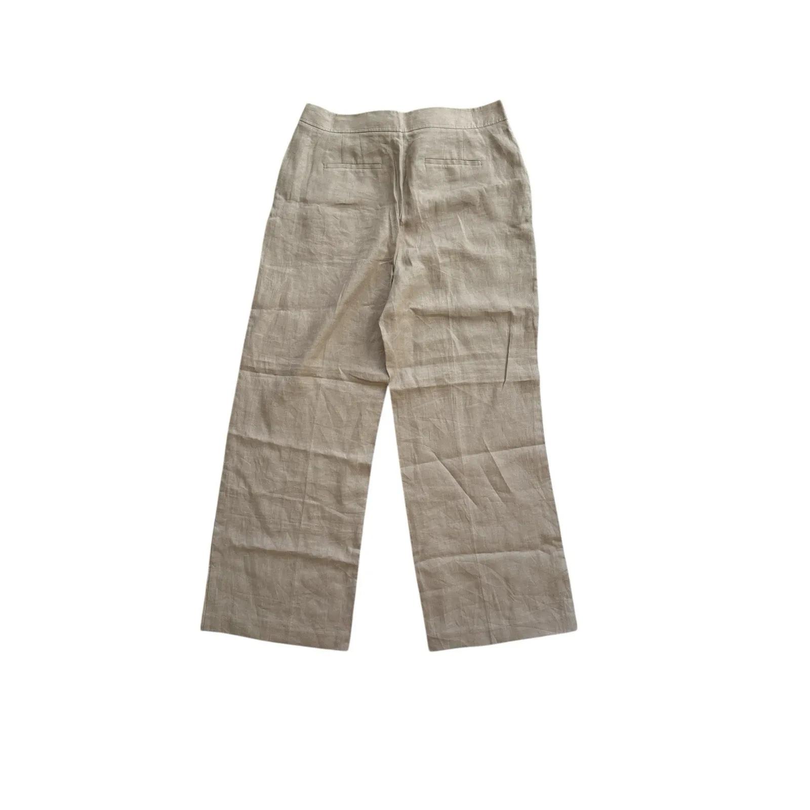 NEW Talbots High-Waist Wide Leg Linen Pants Sailor Buttons Beige 16‎ Lagenlook - Image 6