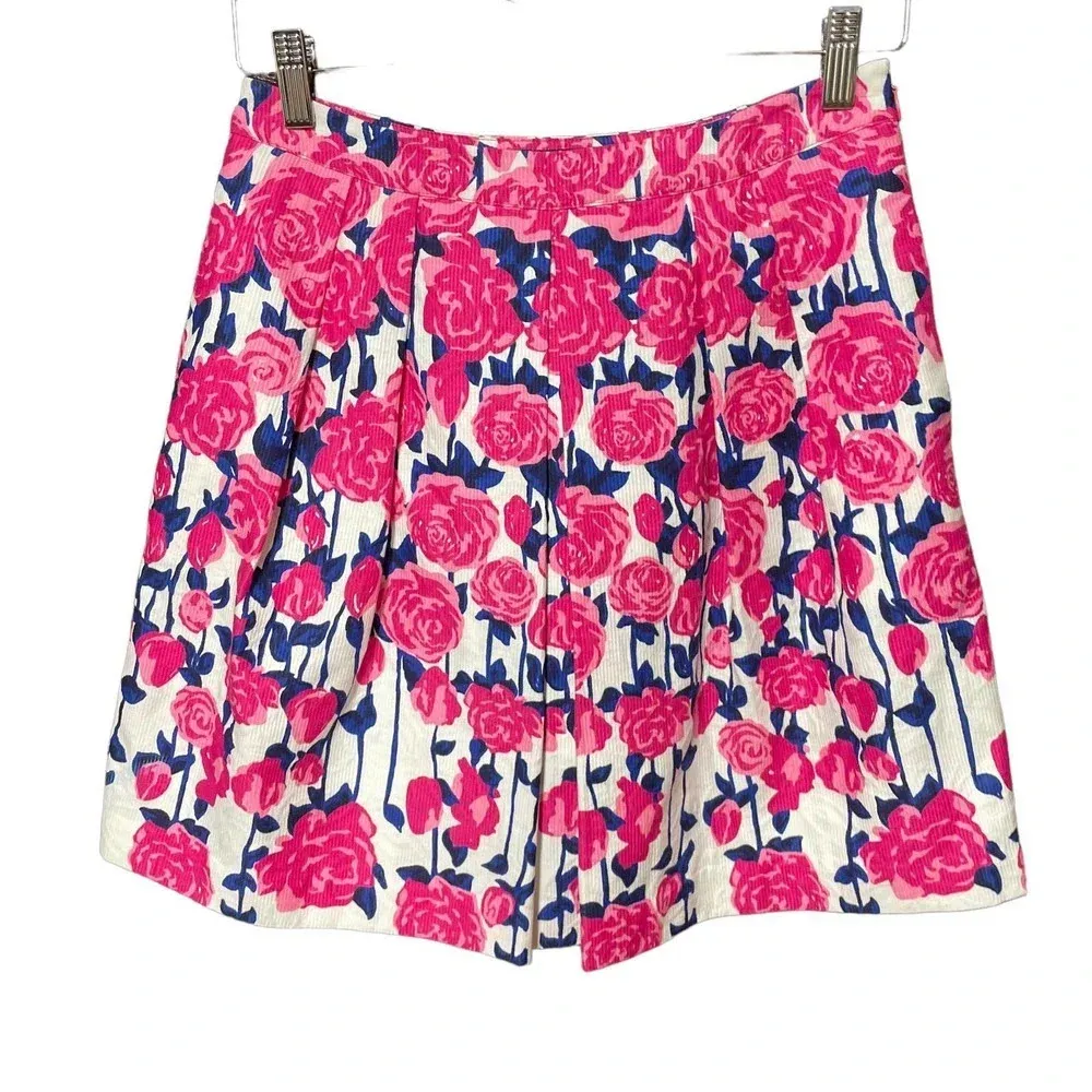 Vineyard Vines for the Kentucky‎ Derby Lipstick Pink Rose Floral Skirt Size 4 - Image 3