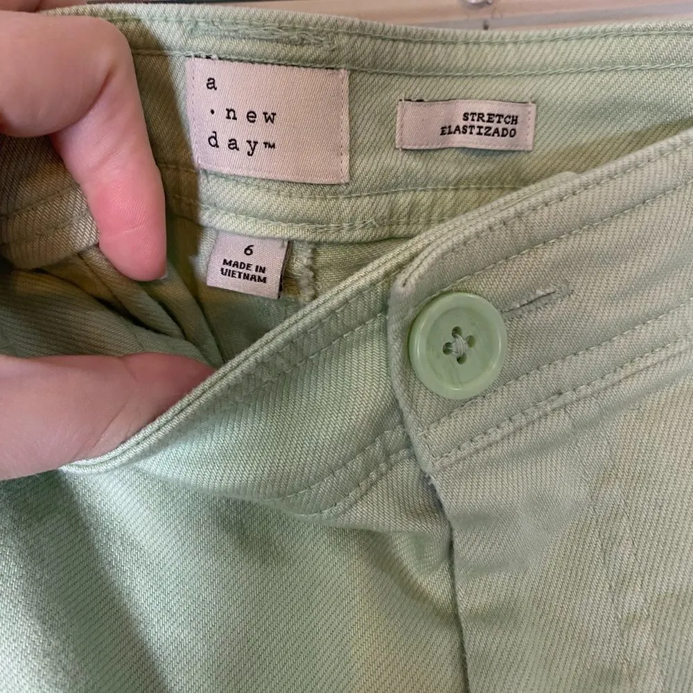 a new day Mint Green Straight Crop Canvas Pants - Image 6