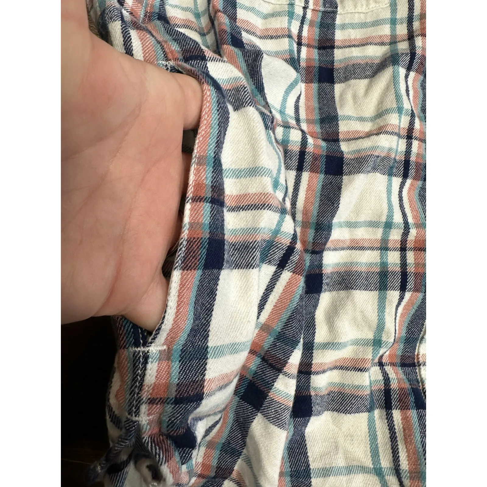 Madewell Women Small Long Sleeve 3/4 Button Up Plaid Flannel Shirt Pockets Fall - Image 8