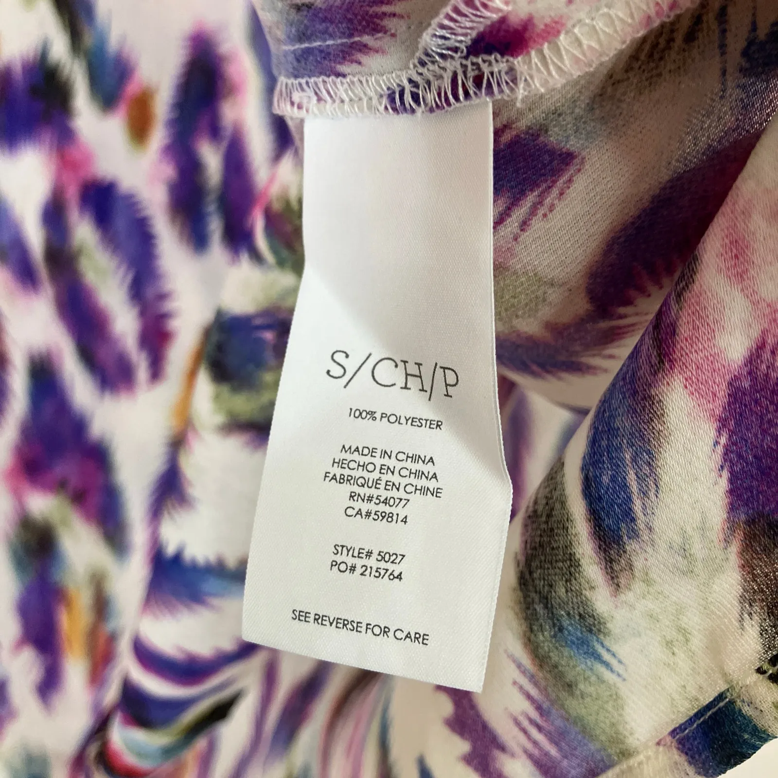 CAbi | Multi Color Feather Print Blouse 100% Polyester Womens Small - Image 4