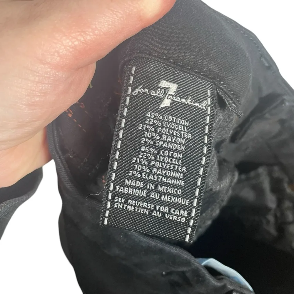 7 For All Mankind Blair High Rise Velvet Stripe Jeans in Black/Red Size 27 - Image 10