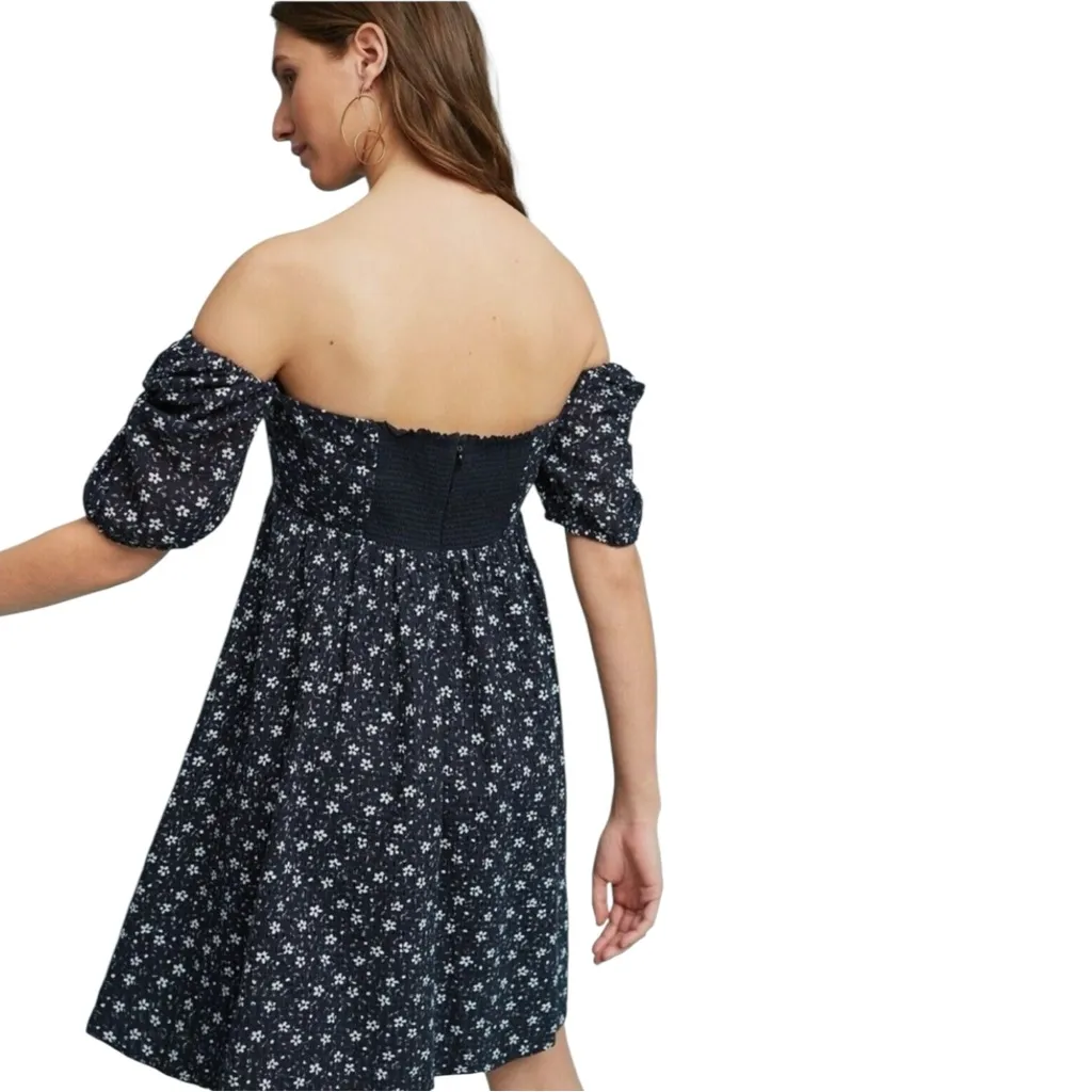 Anthropologie Maeve Lillianne Blue Ditzy Floral Eyelet Babydoll Mini Dress 8 - Image 6