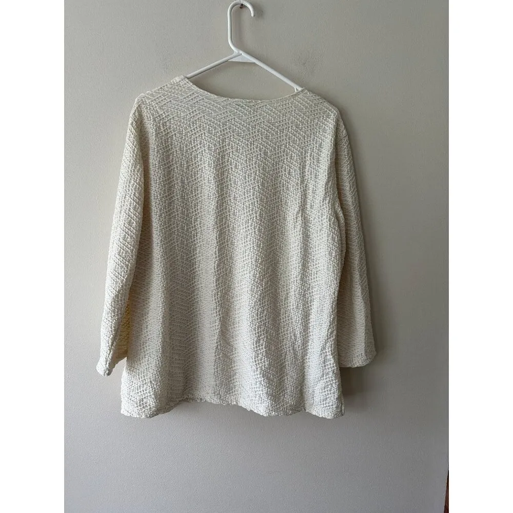 Talbots Womens Textured Cream Sweater Pullover XL Comfy Relaxed Office Stretchy - Image 5