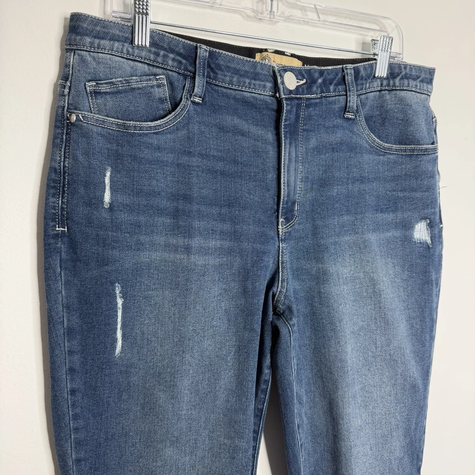 Democracy‎ Ab Solution Jean Distressed Raw Hem Stretch Size 16 - Image 5