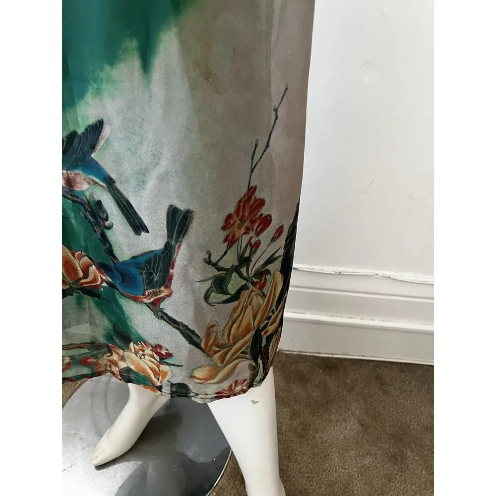 Nwt Silk Green Garden 2xl Floral Kaftan shift Dress Bluejay Forest Short Sleeve Size undefined - Image 4