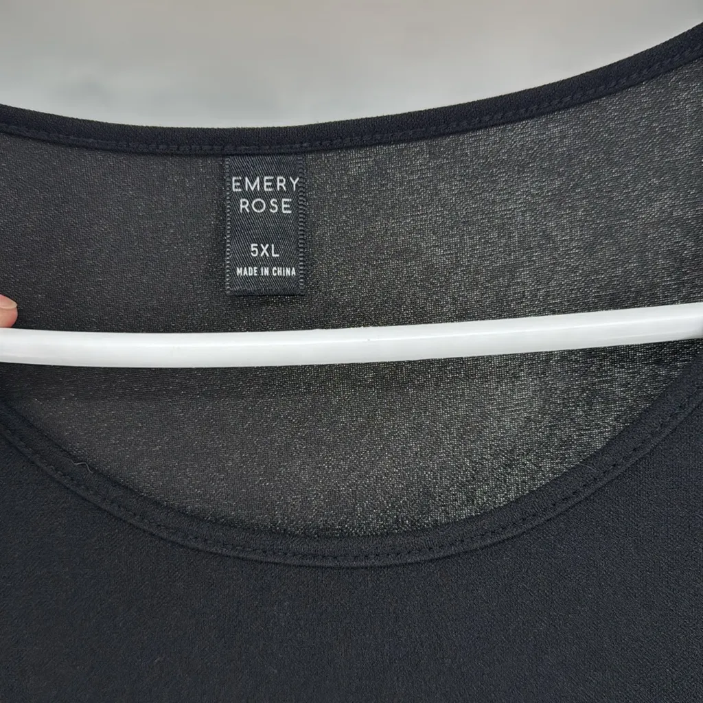 Emory Rose Black Dress sheer Floral 3D Embroidered Sleeves mini 5XL LBD plus Size undefined - Image 6