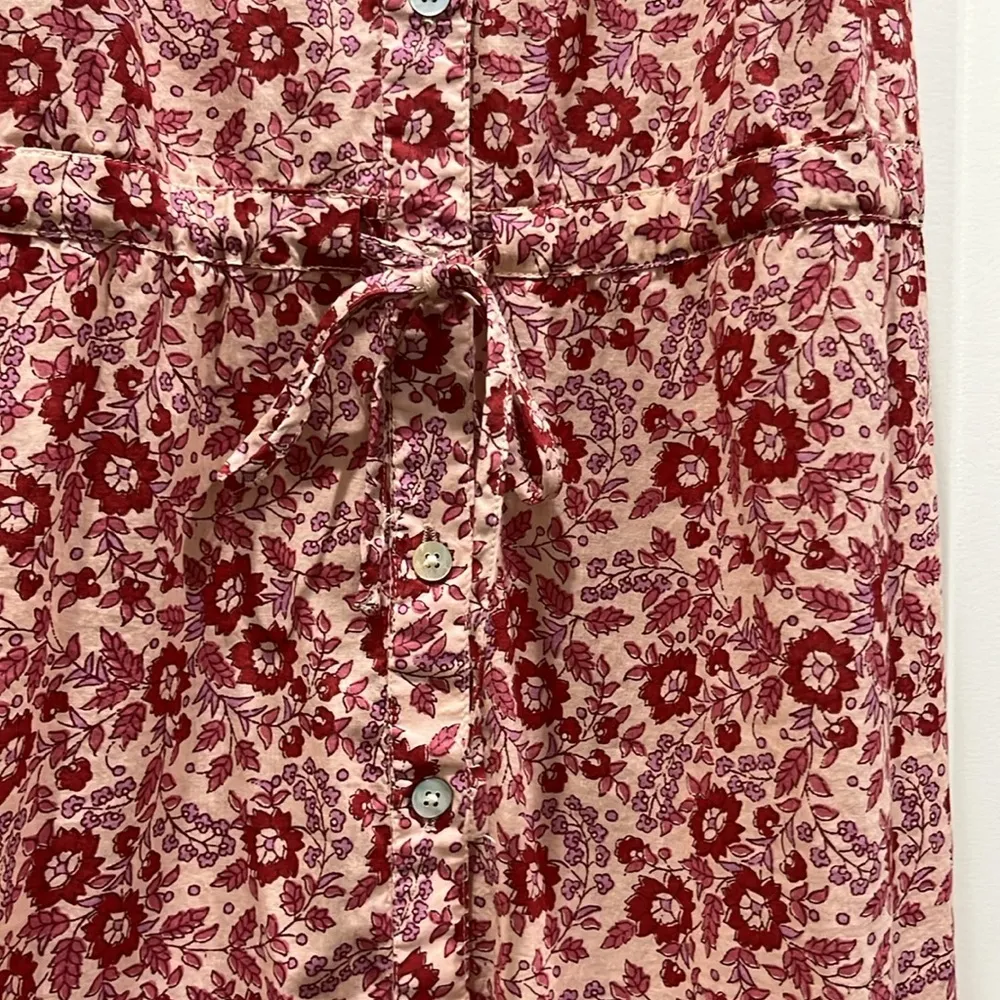 Faherty Hyland Dress in Sun Up Block Print Pink & Red Floral Cotton Maxi Sz S - Image 7
