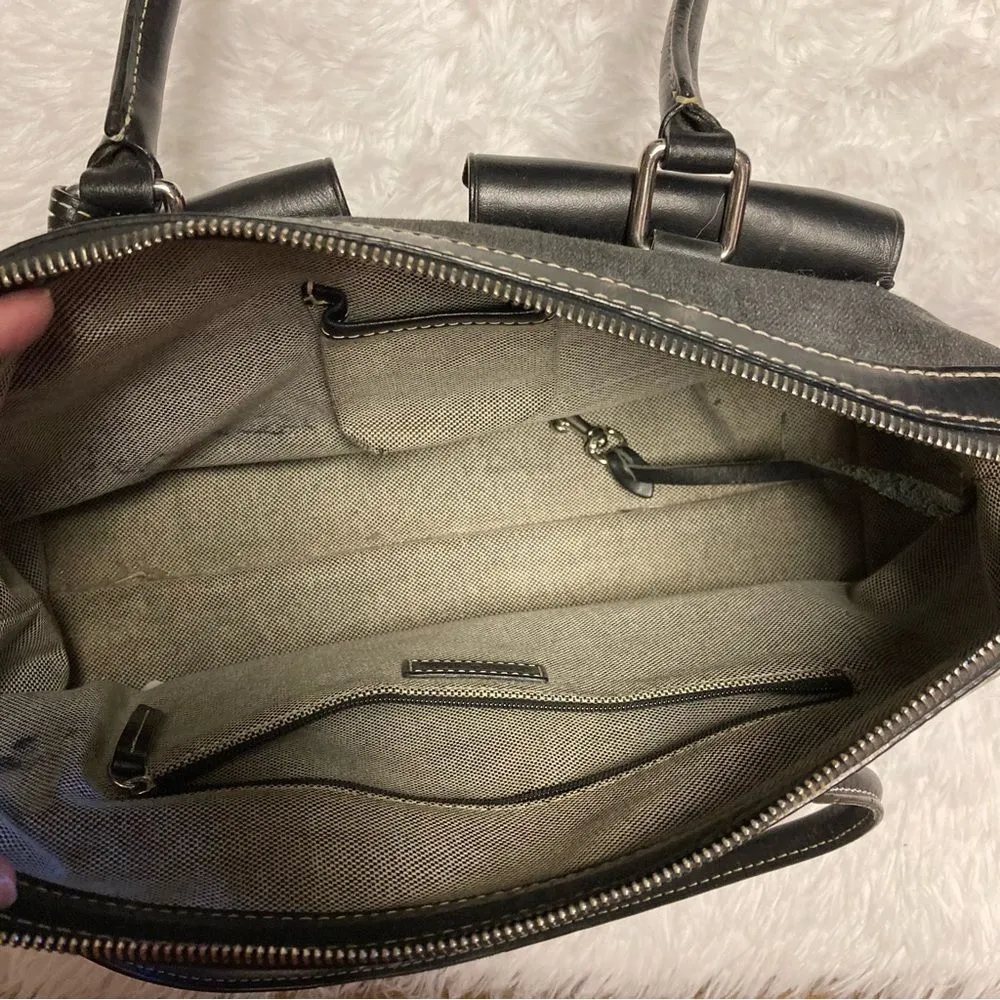 Dooney & Bourke Signature Double Pocket Satchel Bag Y2K Vintage Charcoal Gray - Image 11