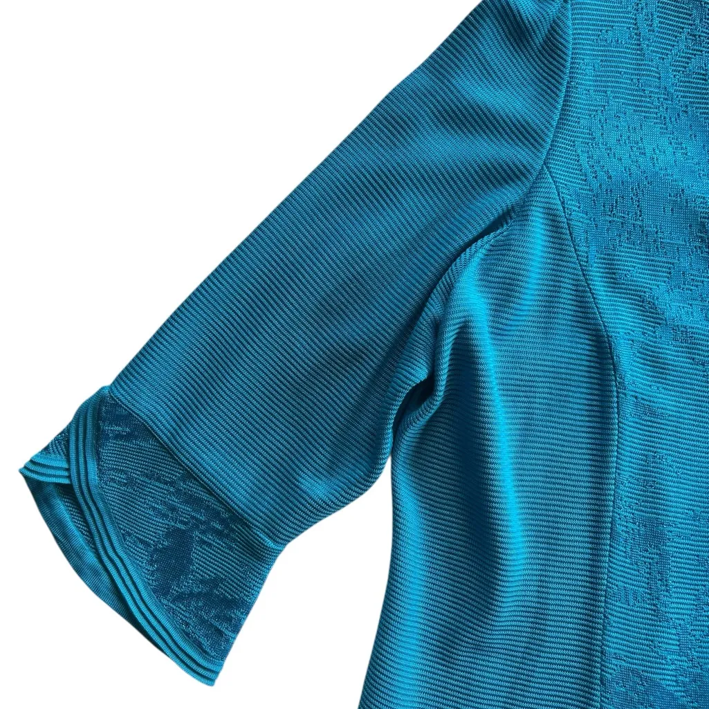 Ming Wang Vibrant Blue Textured Tonal Knit Split sleeve Jacket Size 2X - Image 4