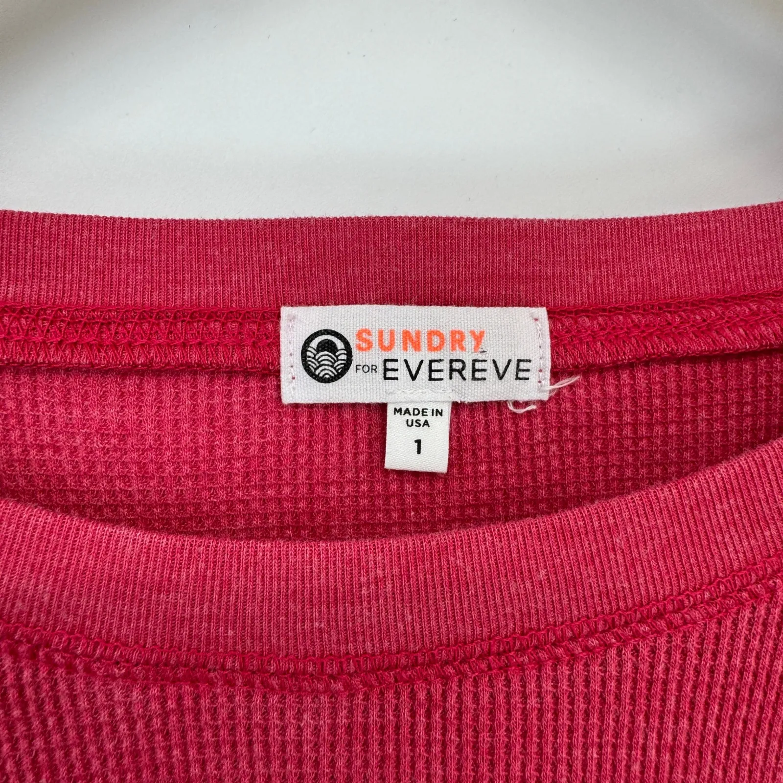 SUNDRY FOR EVEREVE Pink Waffle Knit Long Sleeve Sweatshirt Top Womens 1 Small - Image 4
