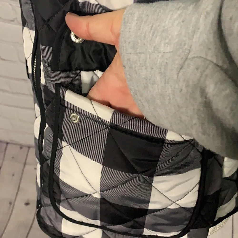 Aspen Black White Check Puffer Vest - Image 5