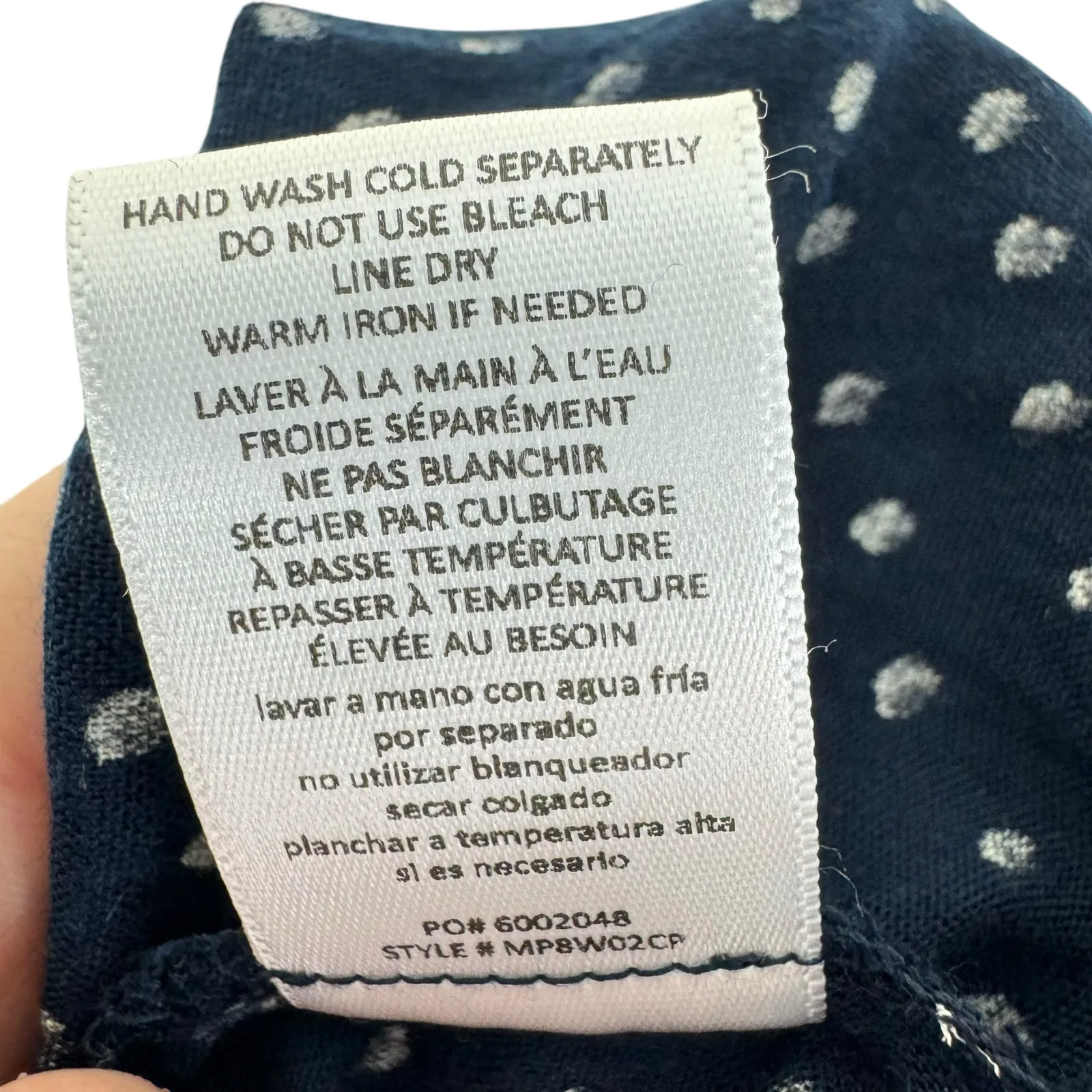 B Collection By Bobeau Navy Blue White Polka Dot Rayon Casual Wide Leg Pants L - Image 7