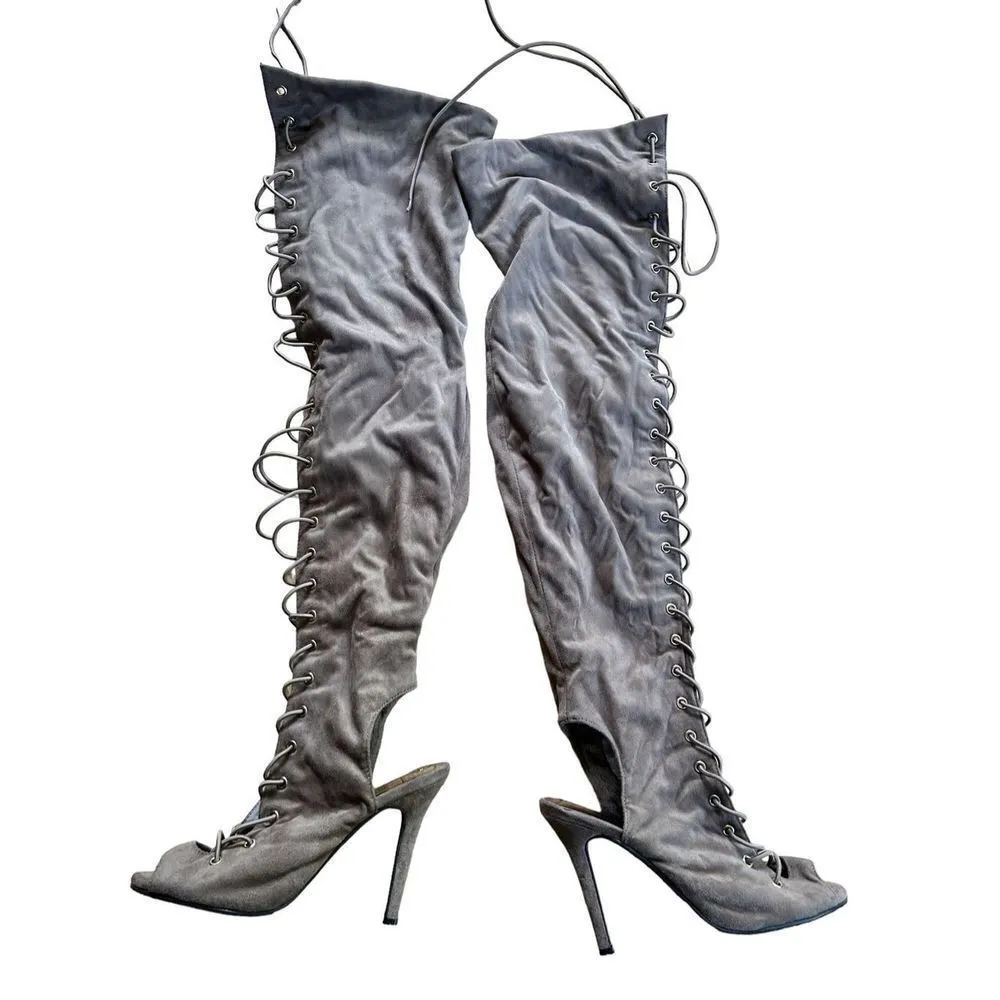 Lace Up Stiletto Heel Heels over the knee - Image 4